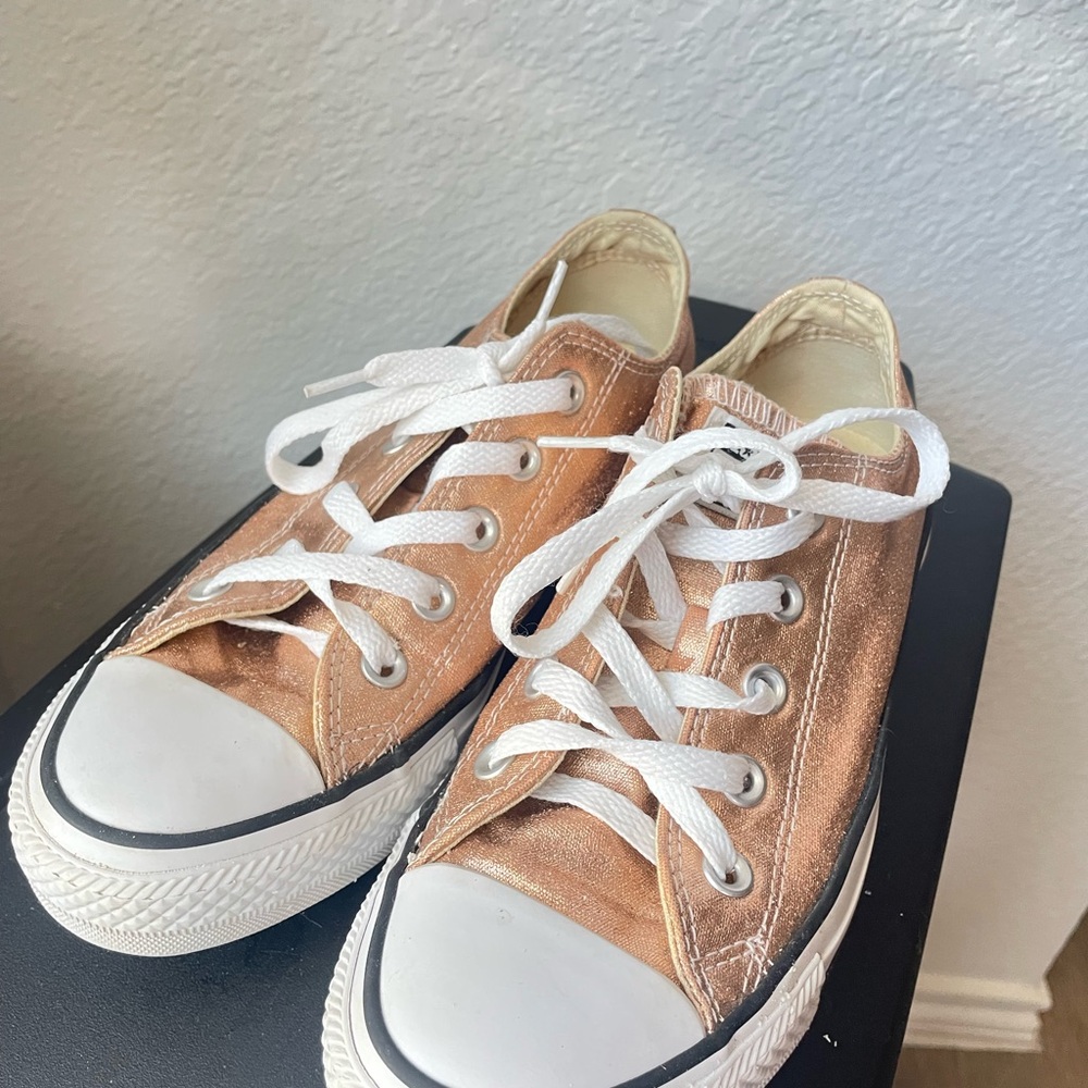 Converse Shimmering Shiny Rose‎ Gold Pink All Star Sneakers Low top
